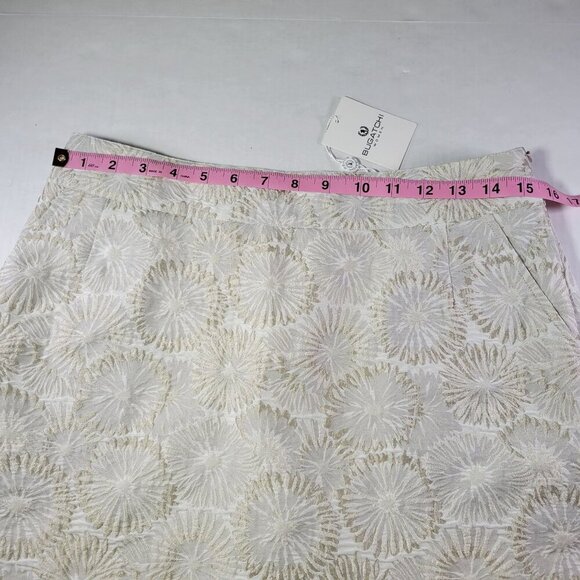 Bugatchi Women Ivory Professional Casual Floral Embroidered Skirt Size 6 - Picture 4 of 7